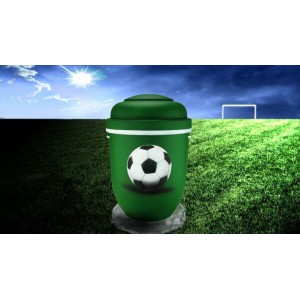 Biodegradable Cremation Ashes Funeral Urn / Casket - GREEN & WHITE (FOOTBALL)
